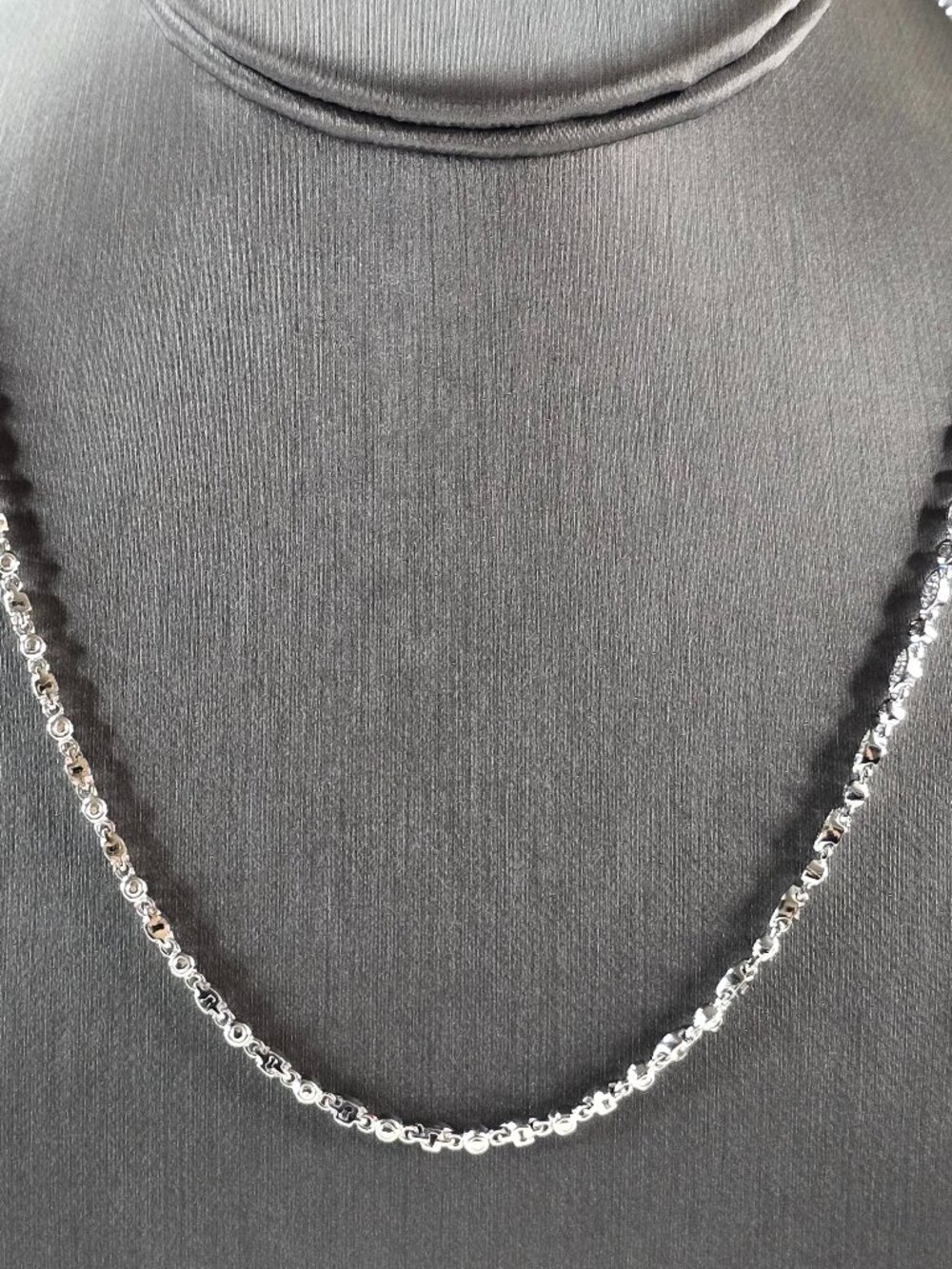 Womens Vintage Estate Sterling Silver Modernist CZ Necklace 18.5g E4049